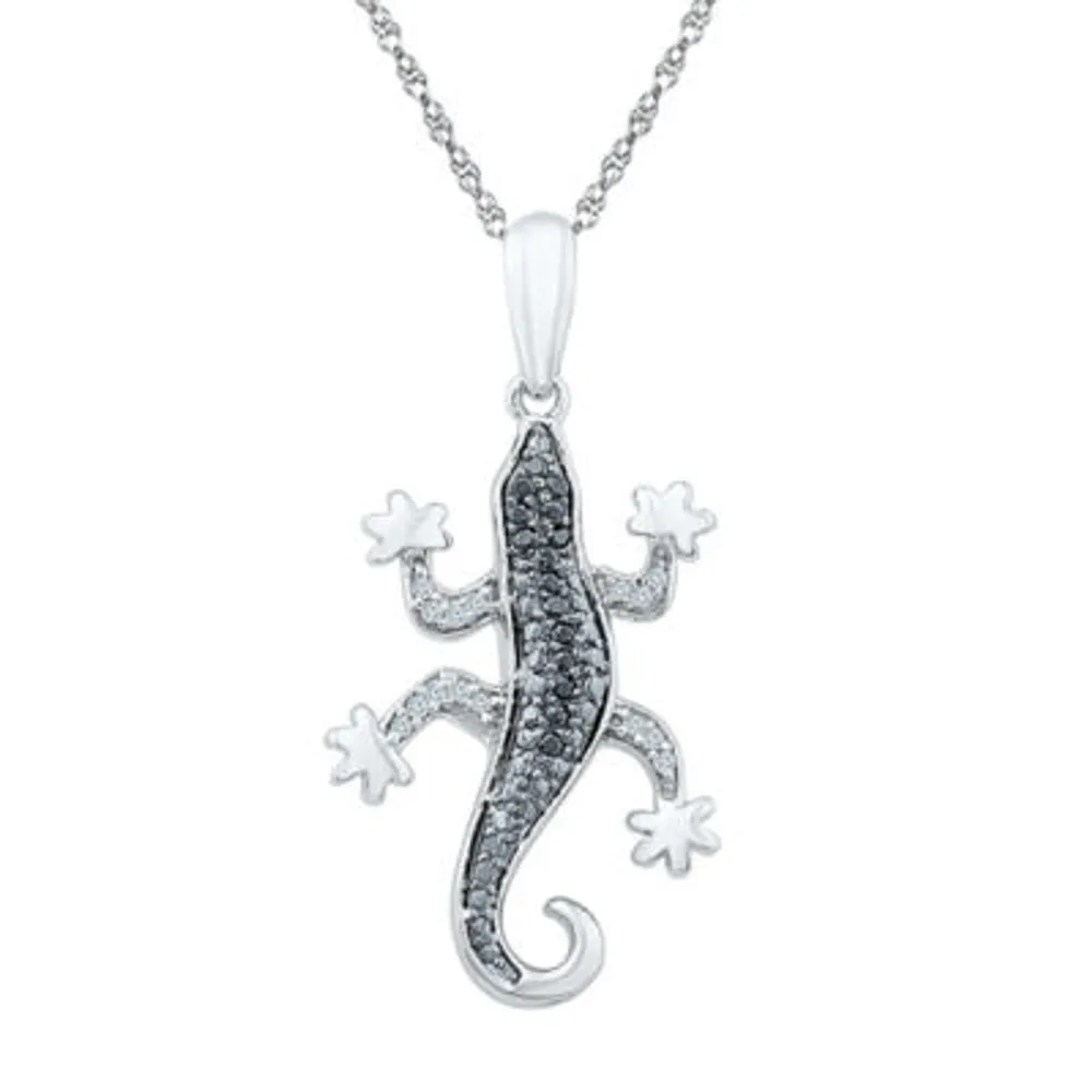 Lizard Womens Diamond Accent Natural Black Diamond Sterling Silver 18 Inch Pendant Necklace