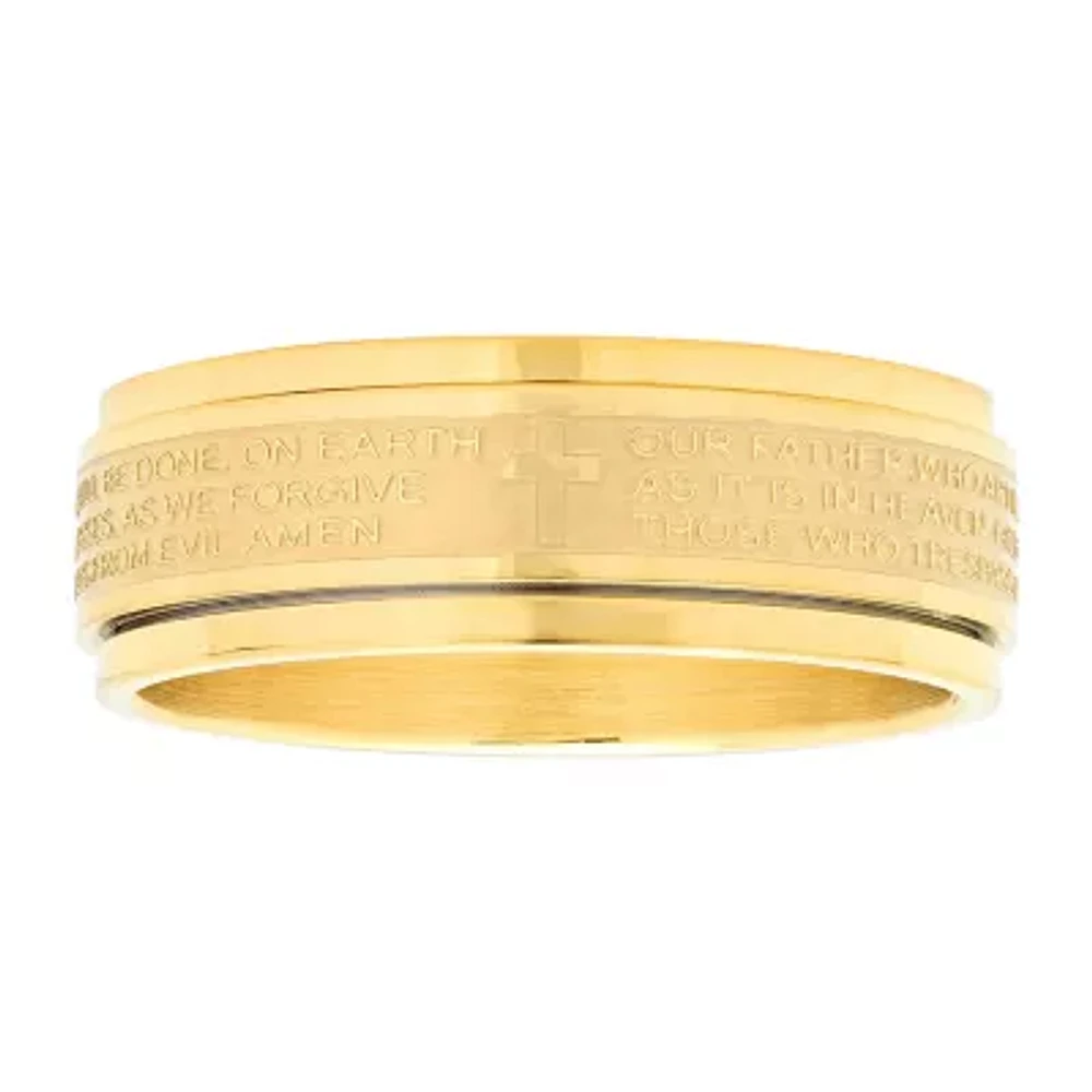 Mens 6MM 18K Gold Stainless Steel Band