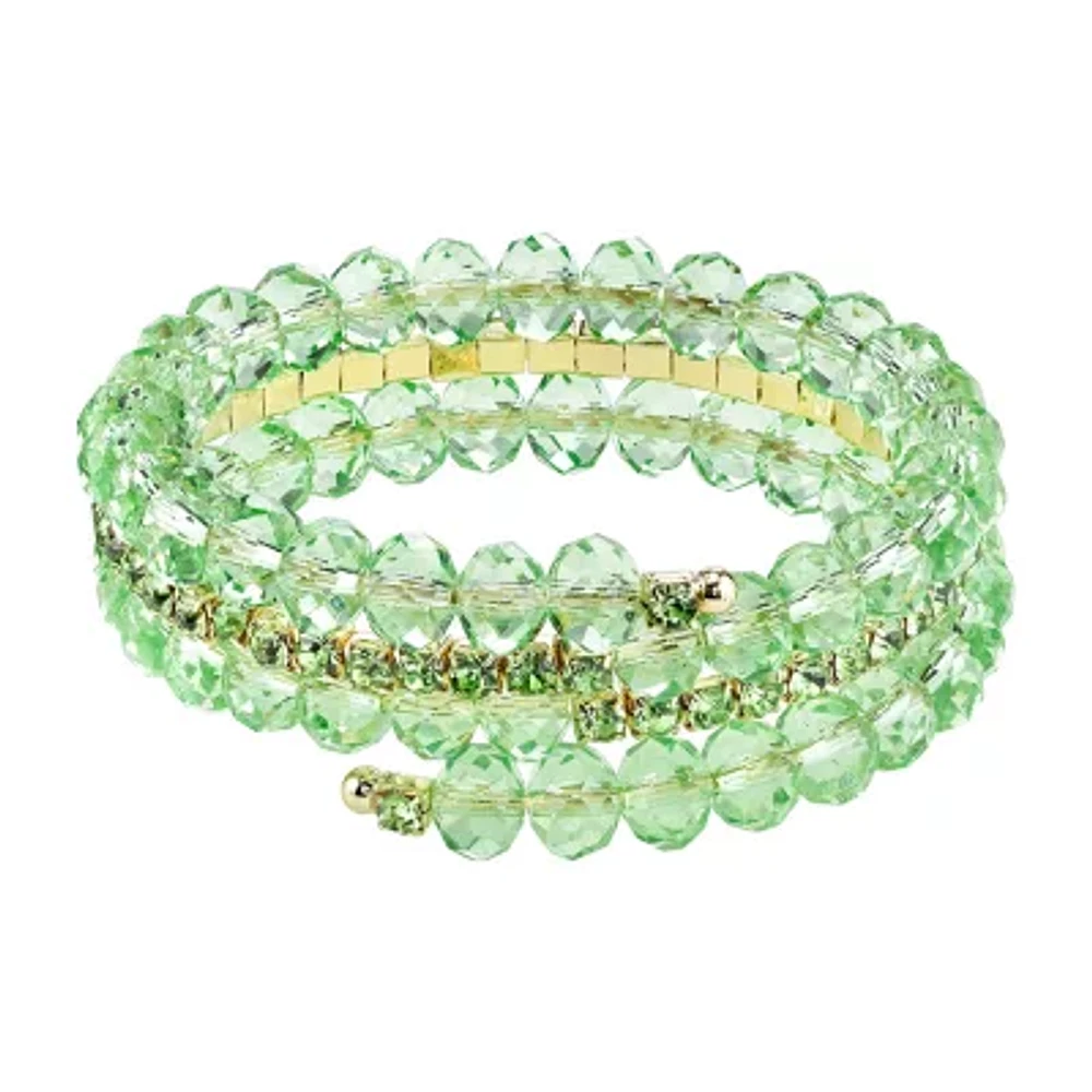 1928 Gold Tone Womens Green Wrap Bracelet