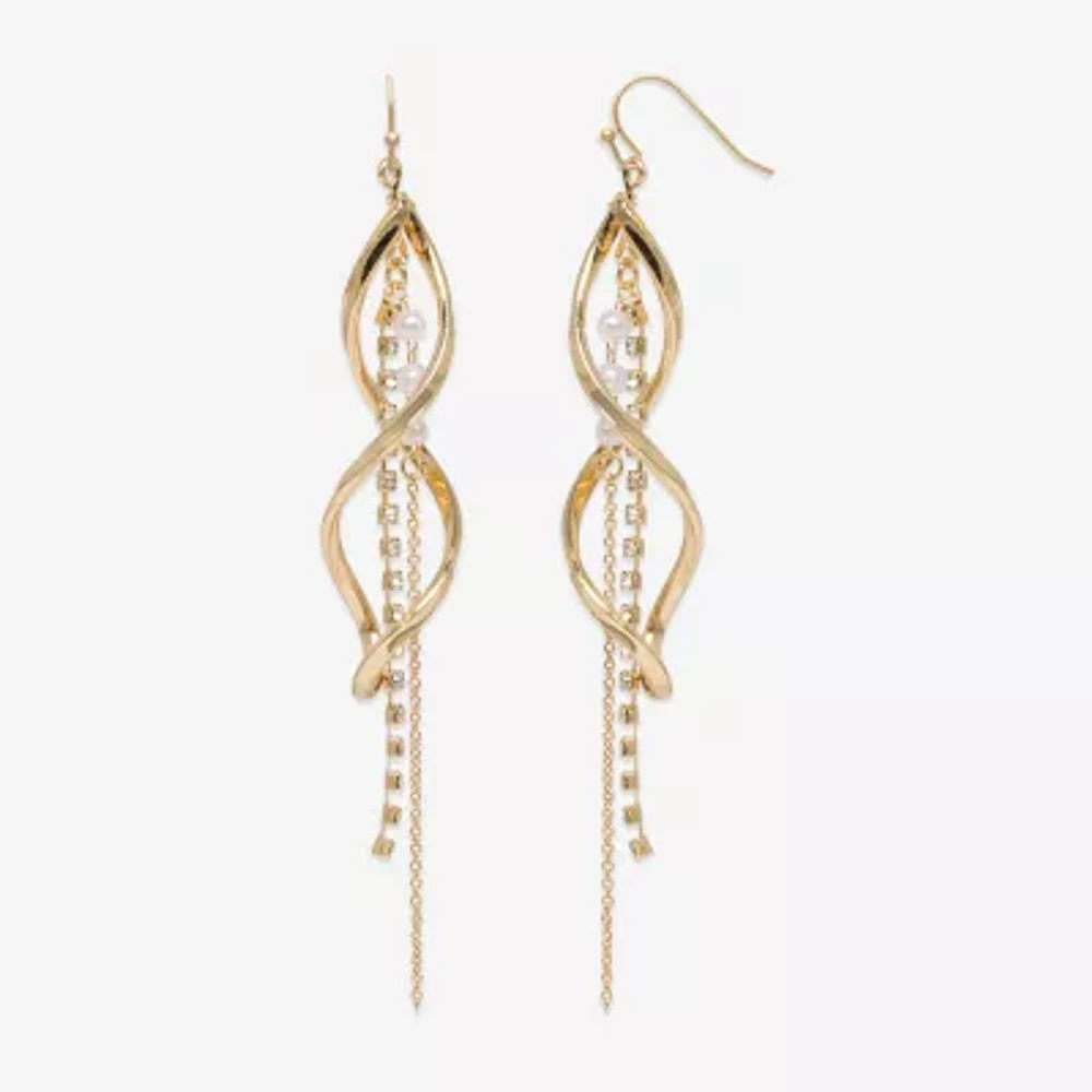 Mixit Womens White Simulated Pearl Round Drop Earrings