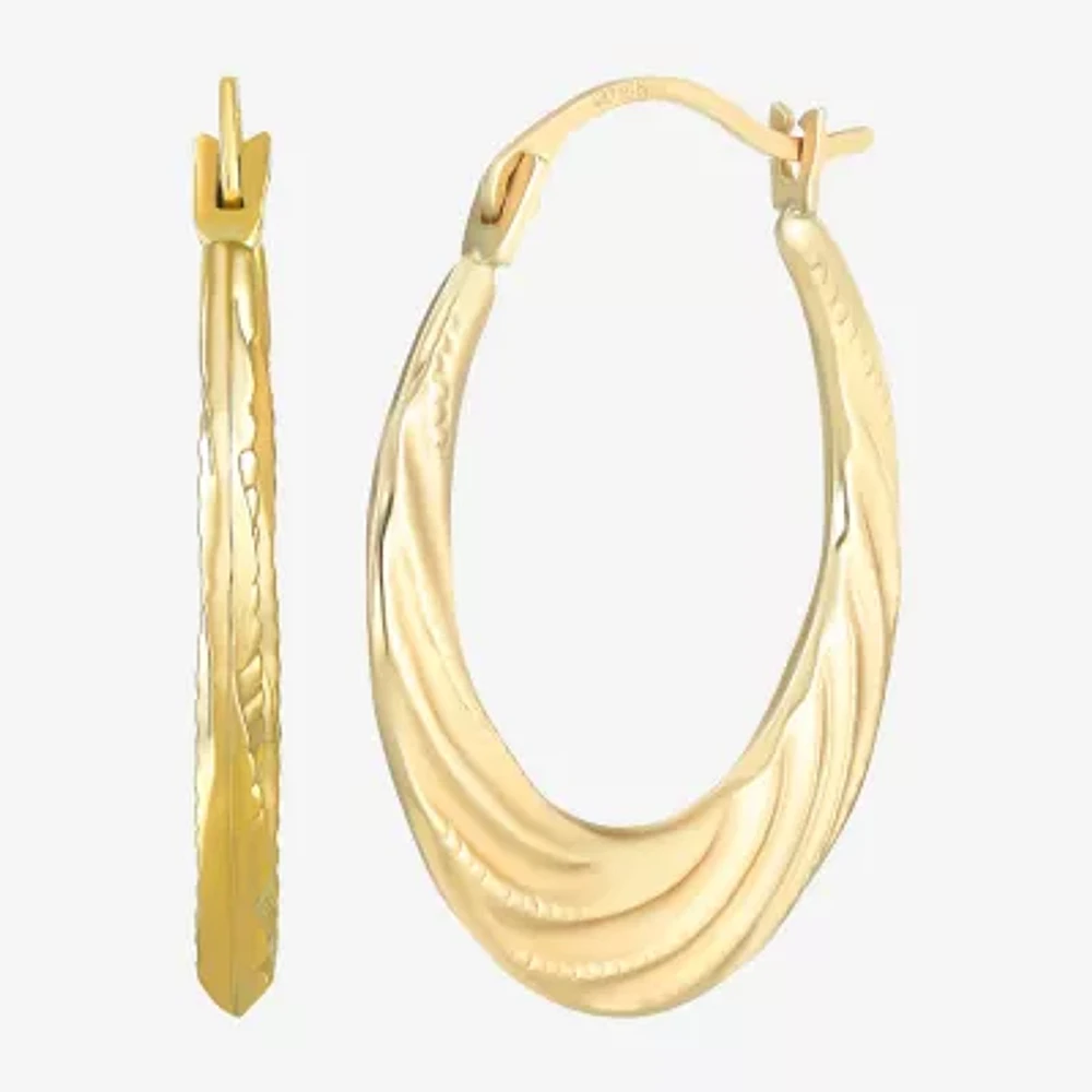 Croissant Womens 10K Gold 21.1mm Round Hoop Earrings