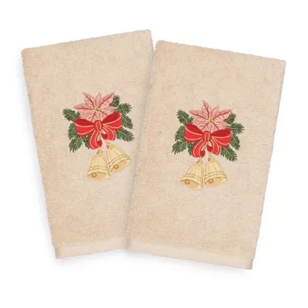 Linum Home Textiles Christmas Bells Embroidered 2-pc. Hand Towel