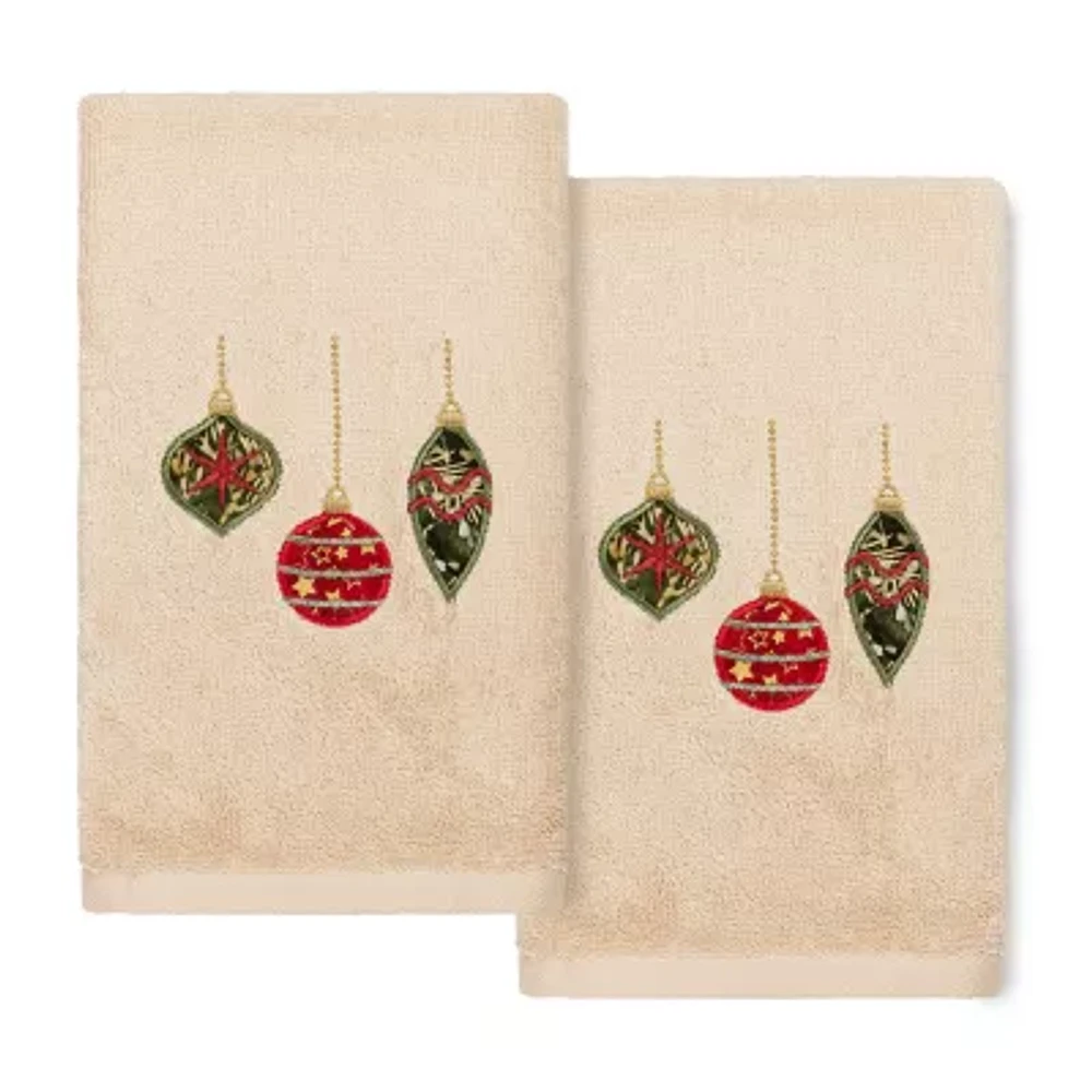 Linum Home Textiles Christmas Ornament Embroidered 2-pc. Hand Towel