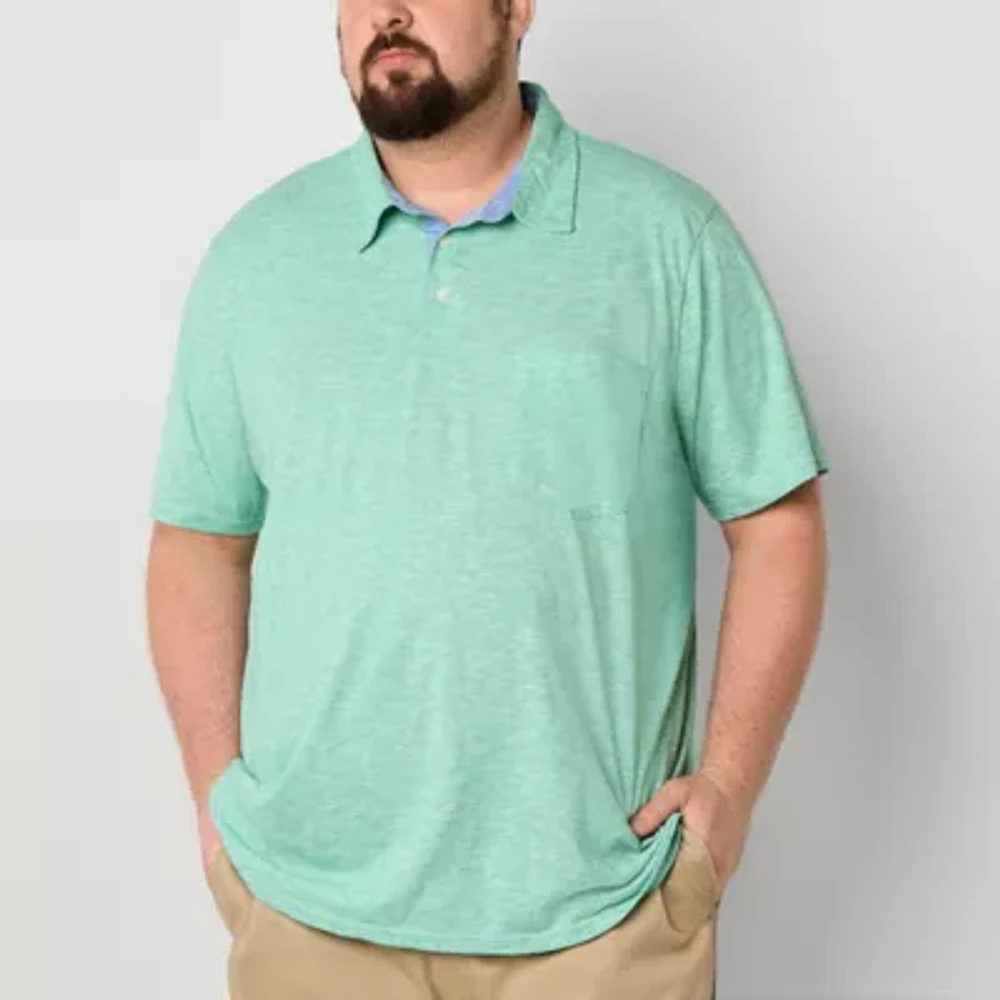 St. John's Bay Sueded Jersey Big and Tall Mens Classic Fit Short Sleeve Polo Shirt
