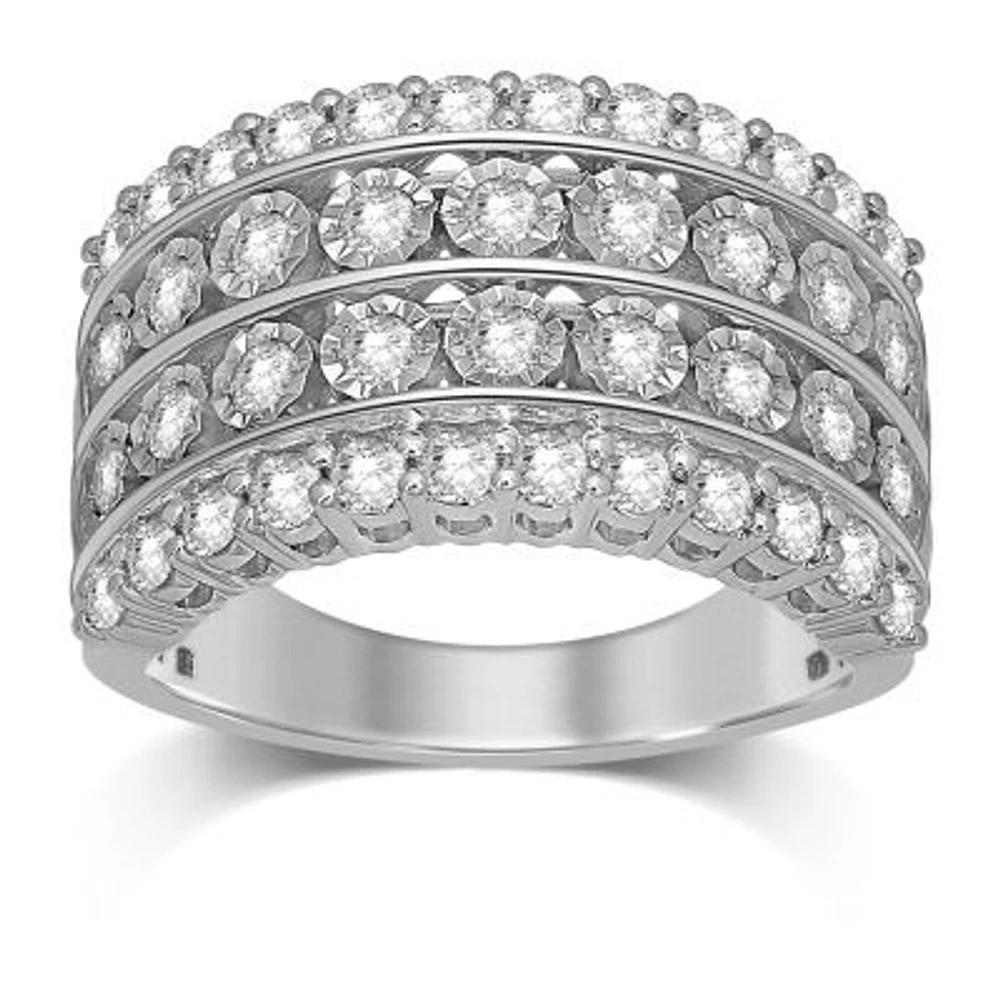 Womens 1 1/4 CT. T.W. Genuine White Diamond 10K White Gold Wedding Band