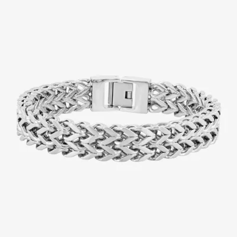 Mens Stainless Steel Solid 8 1/2 Inch Link Bracelet
