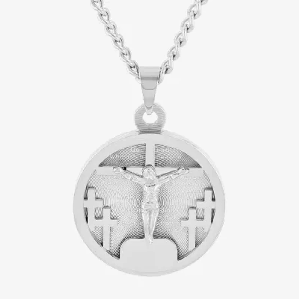Mens Stainless Steel Round 24 Inch Pendant Necklace