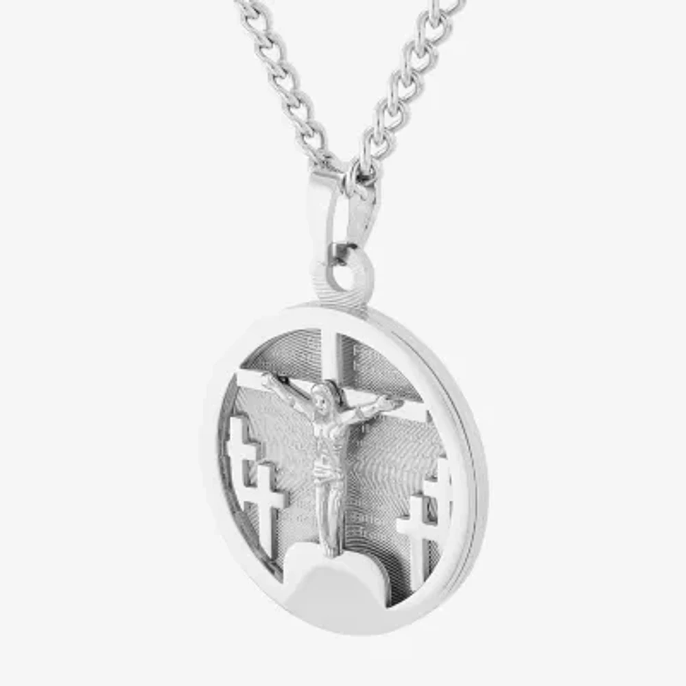 Mens Stainless Steel Round 24 Inch Pendant Necklace