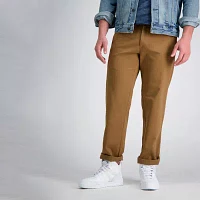 Haggar Life Khaki Comfort Chino Mens Waistband Straight Fit Flat Front Pant