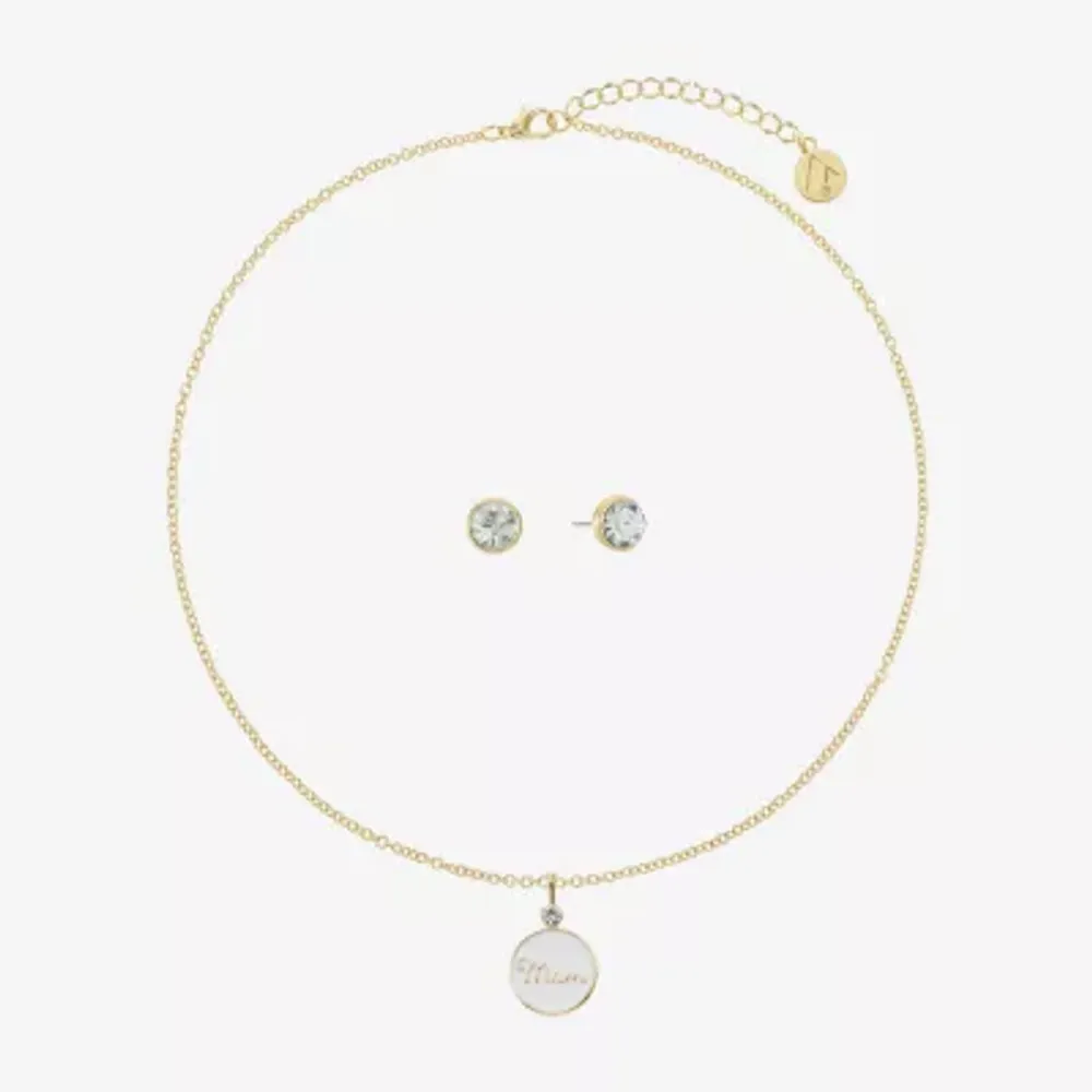 Liz Claiborne Mom Pendant Necklace And Stud Earring Womens 2-pc. Jewelry Set