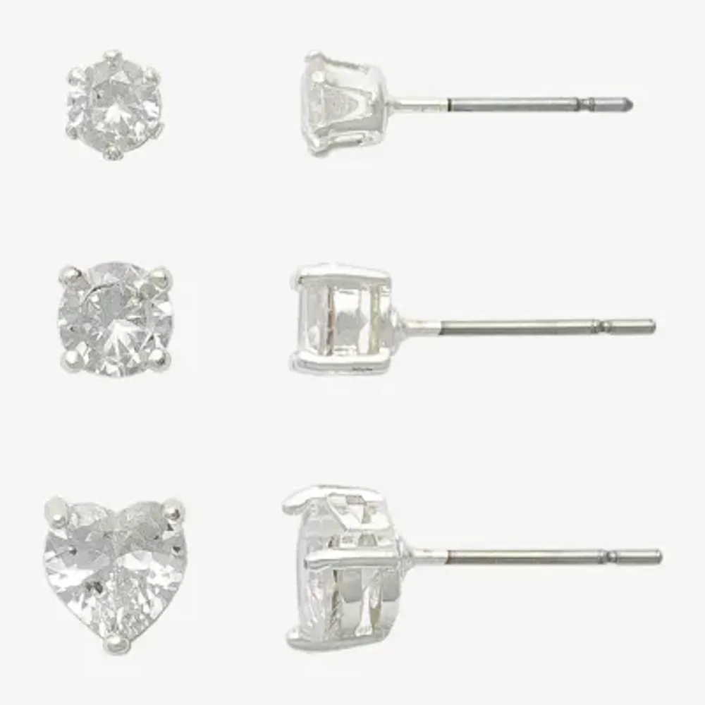 Mixit Womens Heart 3 Pair Earring Set