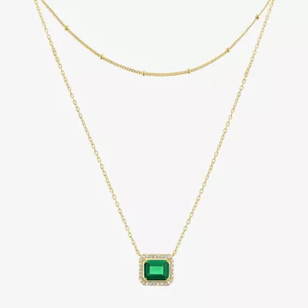 Womens 2-pc. Gemstone 14K Gold Over Silver Necklace Set