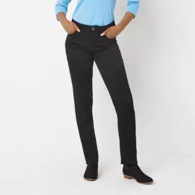 St. John's Bay Tall Secretly Slender Stretch Fabric Womens Mid Rise Straight Leg Jean