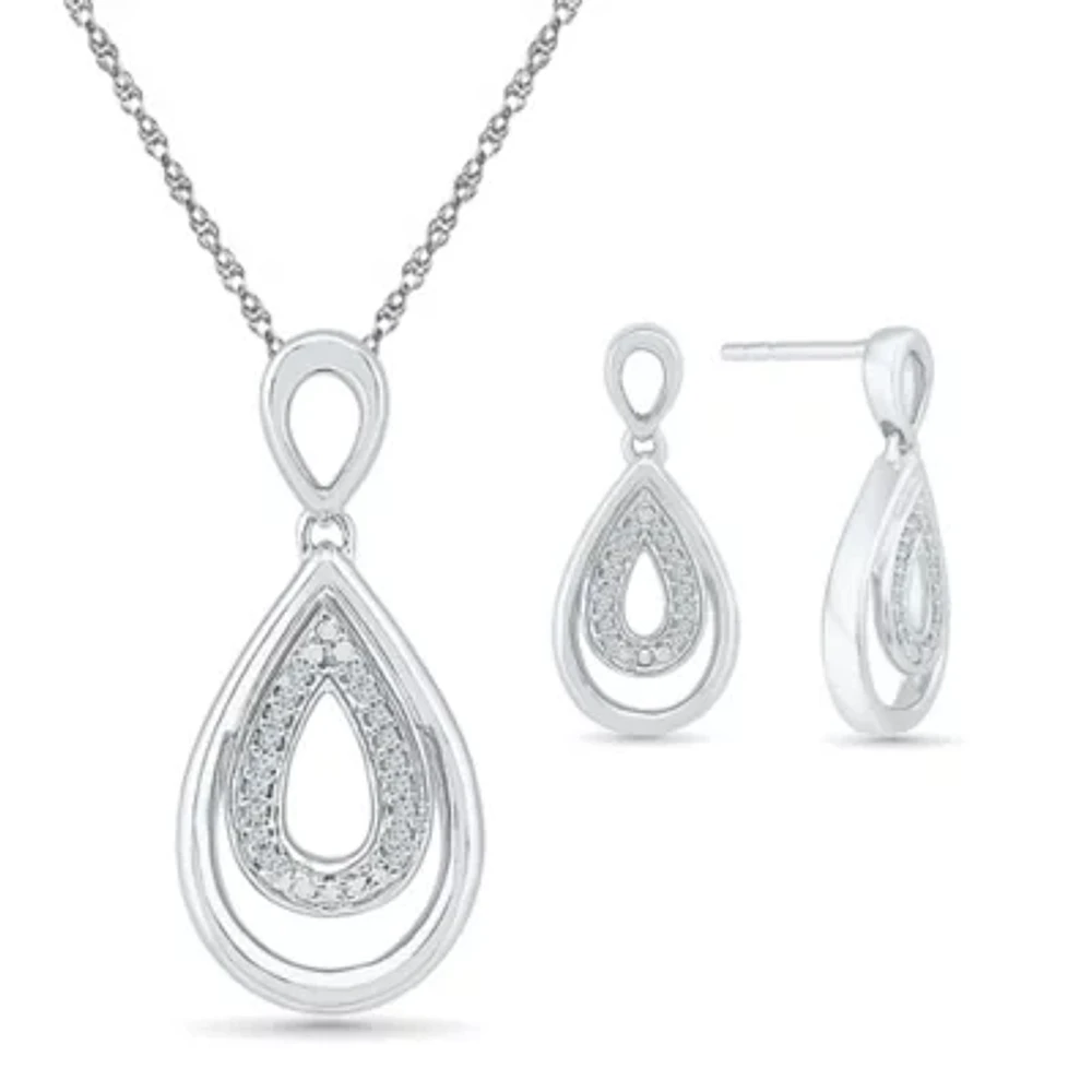 Womens Diamond Accent Natural White Diamond Sterling Silver 2-pc. Jewelry Set