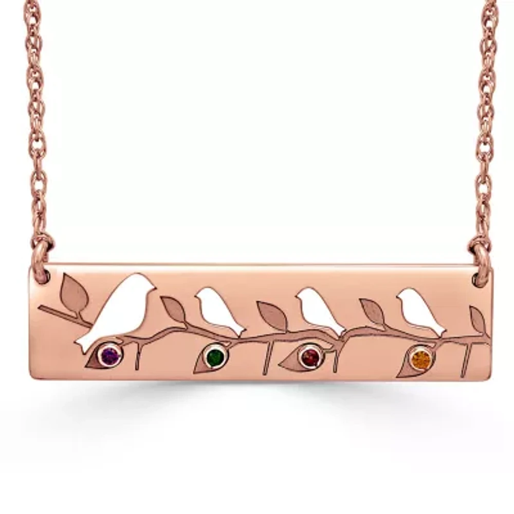 Bird Womens Multi Color 14K Gold Bar Rectangular 18 Inch Pendant Necklace