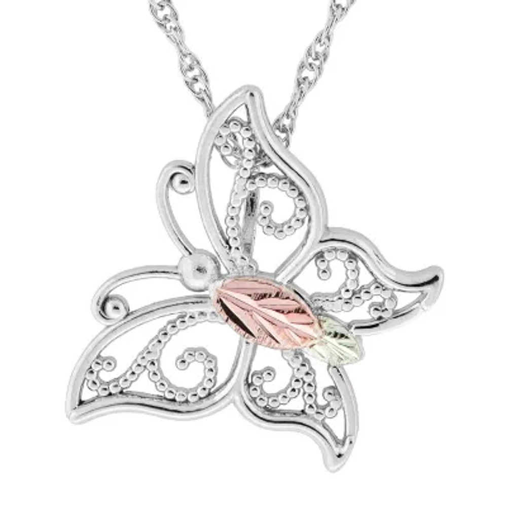 Black Hills Gold Womens Sterling Silver Butterfly 18 Inch Pendant Necklace