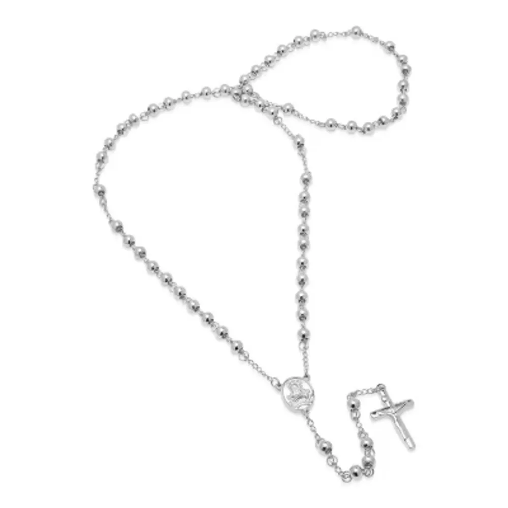Steeltime Mens Stainless Steel Hypoallergenic 24 Inch Rosary Necklace