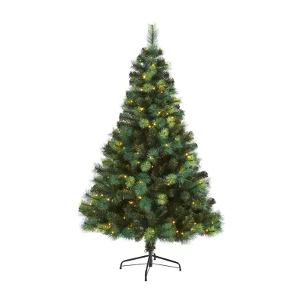 Nearly Natural 6ft. Assorted Green Scotch Pine Artificial Christmas Tree With 250 Led Lights 6 Foot Pre-Lit Pine Christmas Tree