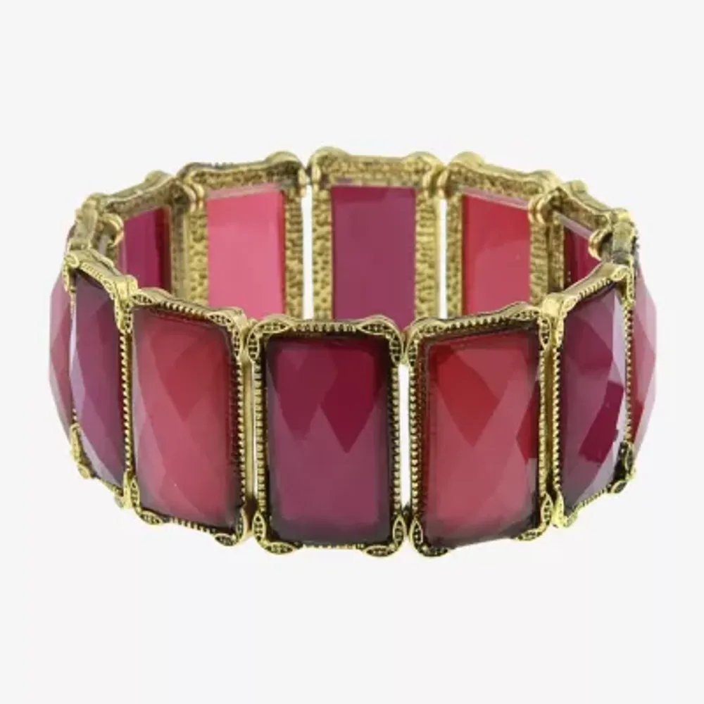 1928 Gold Tone Womens Purple Stretch Bracelet