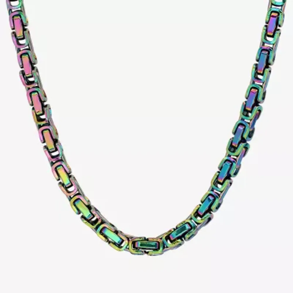 Steeltime Mens Stainless Steel Hypoallergenic 24 Inch Byzantine Chain Necklace