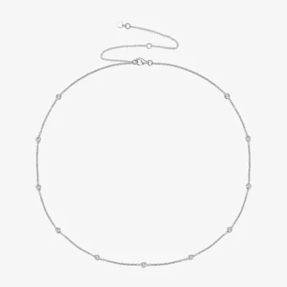 Diamond Addiction Womens 1/10 CT. T.W. Natural White Diamond Sterling Silver 16 Inch Pendant Necklace