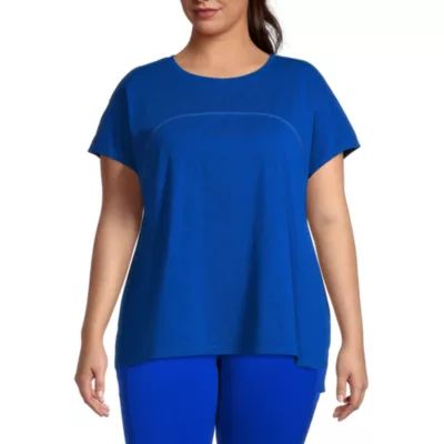Sports Illustrated Womens Crew Neck Short Sleeve Stretch Fabric Active Plus T-Shirt