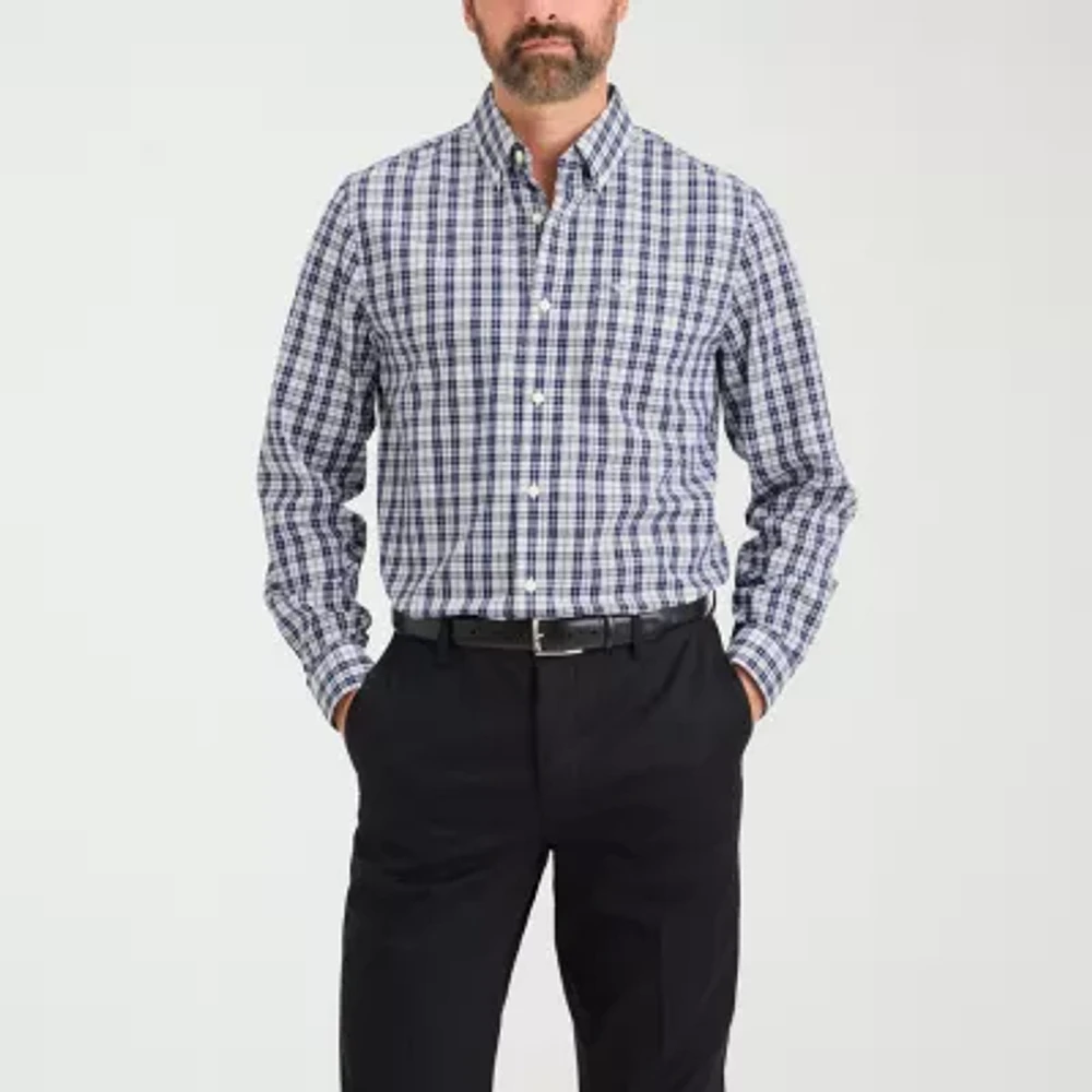 Dockers Stain Defender Mens Long Sleeve Cuffed Regular Fit Button-Down Shirt
