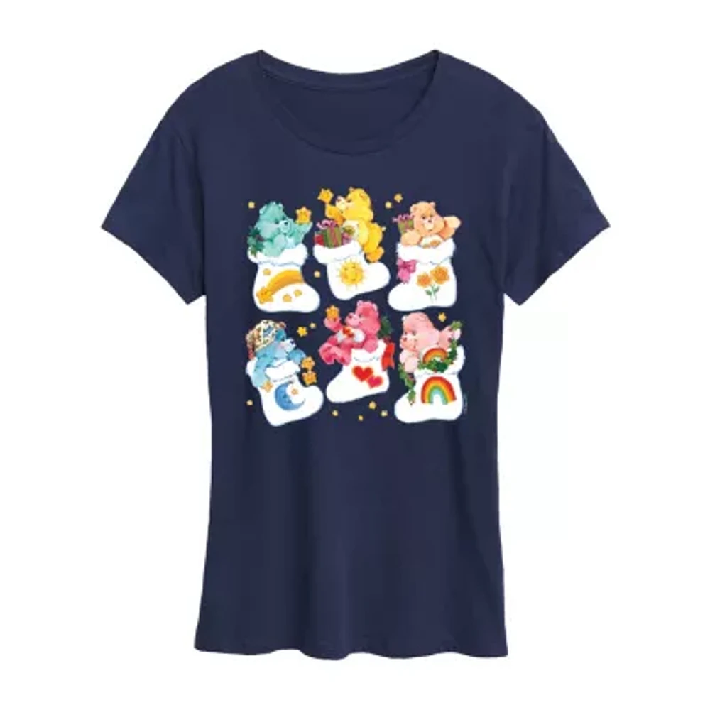 Womens Crew Neck Short Sleeve Regular Fit Care Bears Graphic T-Shirt