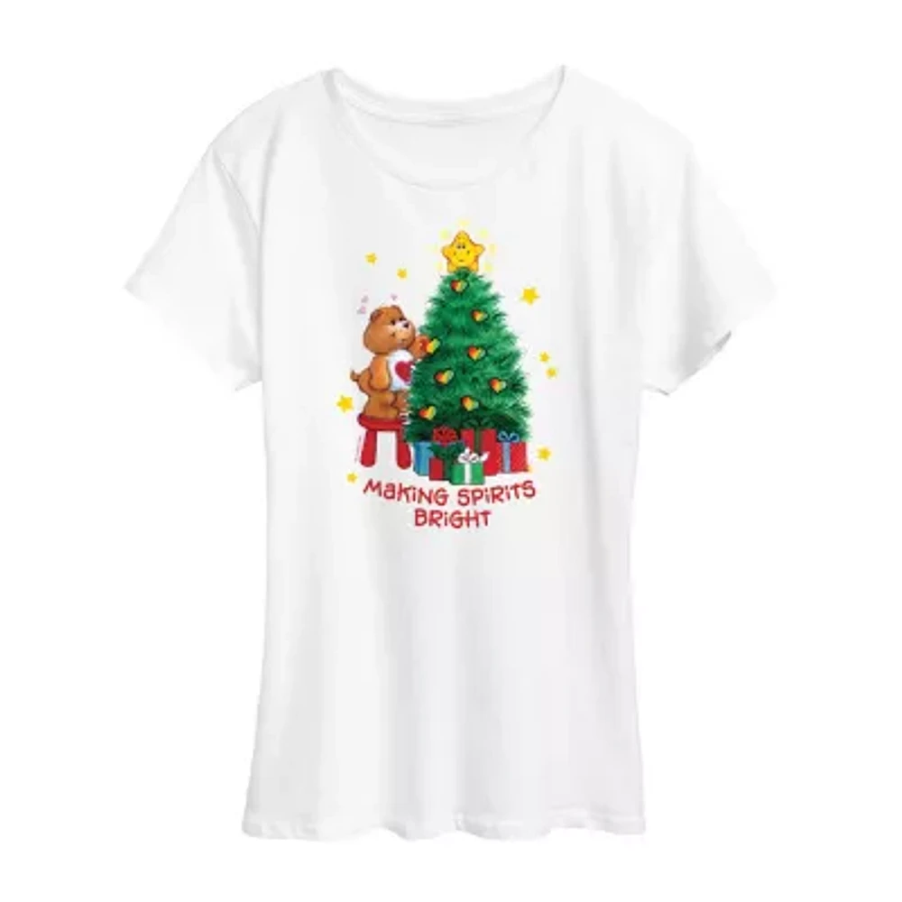 Womens Crew Neck Short Sleeve Regular Fit Care Bears Graphic T-Shirt