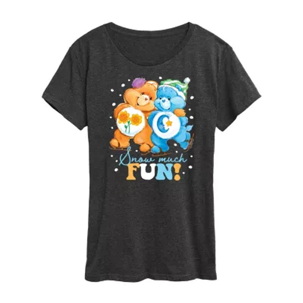 Womens Crew Neck Short Sleeve Regular Fit Care Bears Graphic T-Shirt