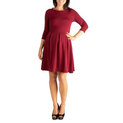 24seven Comfort Apparel Womens 3/4 Sleeve Maternity Fit + Flare Dress