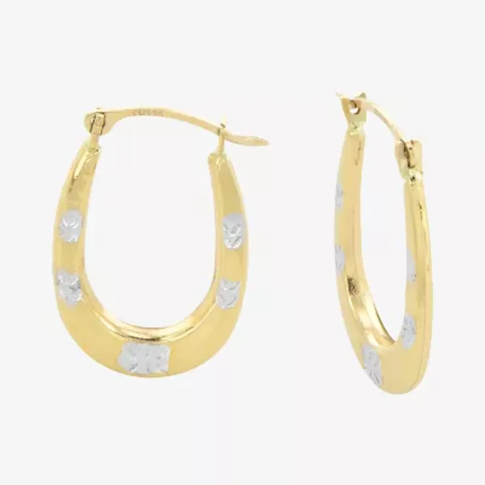 Womens 14K Two Tone Gold 22mm Round Hoop Earrings