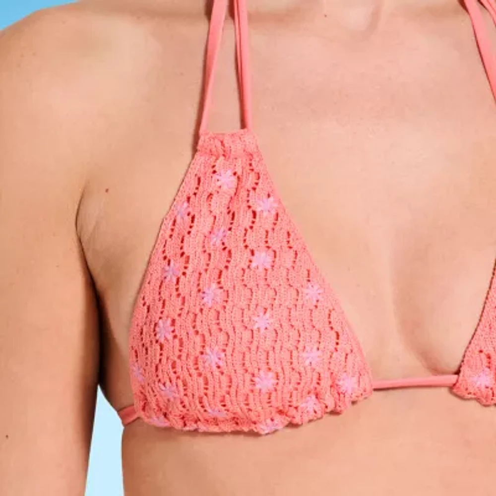 Decree Adjustable Straps Juniors Triangle Bikini Swimsuit Top