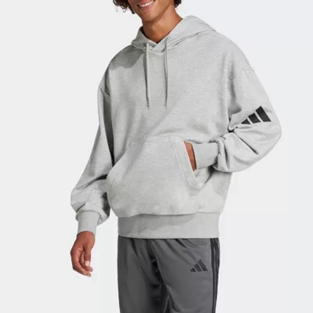 adidas Essentials 3 Bar Loose Hoodie Ft Mens Long Sleeve Active