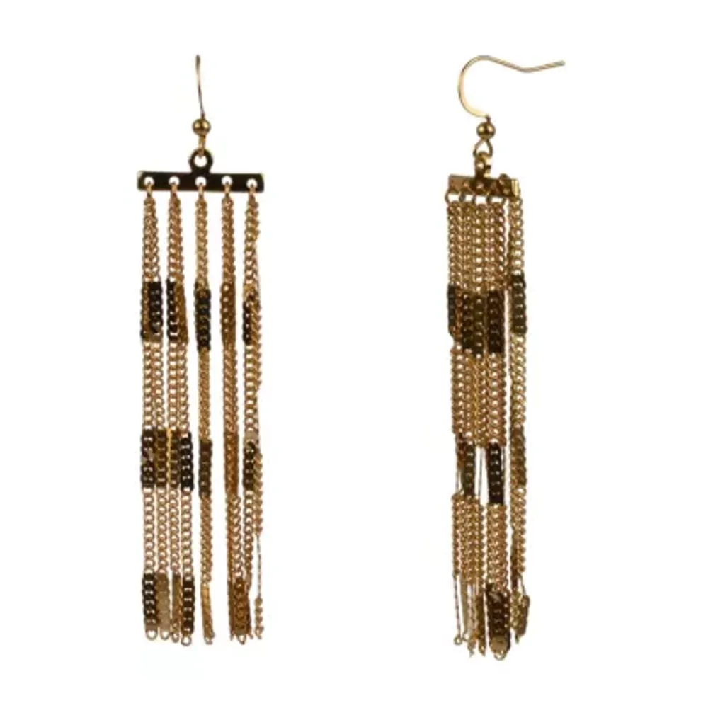 Bold Elements Chain Womens Drop Earrings