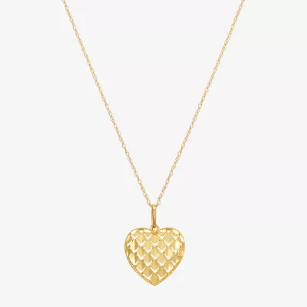 Womens 10K Gold Heart Inch Pendant Necklace