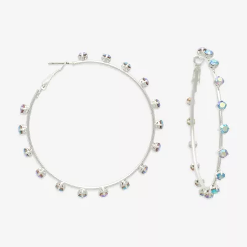 Bijoux Bar Silver Tone Womens Multi Color Glass 67mm Hoop Earrings