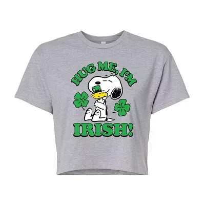 Womens Crew Neck Short Sleeve Regular Fit Peanuts Snoopy Juniors Graphic T-Shirt