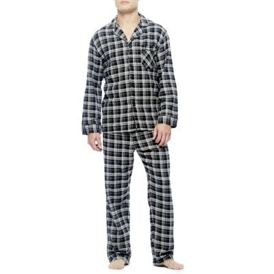 Hanes Flannel Mens Long Sleeve 2-pc. Pajama Sets