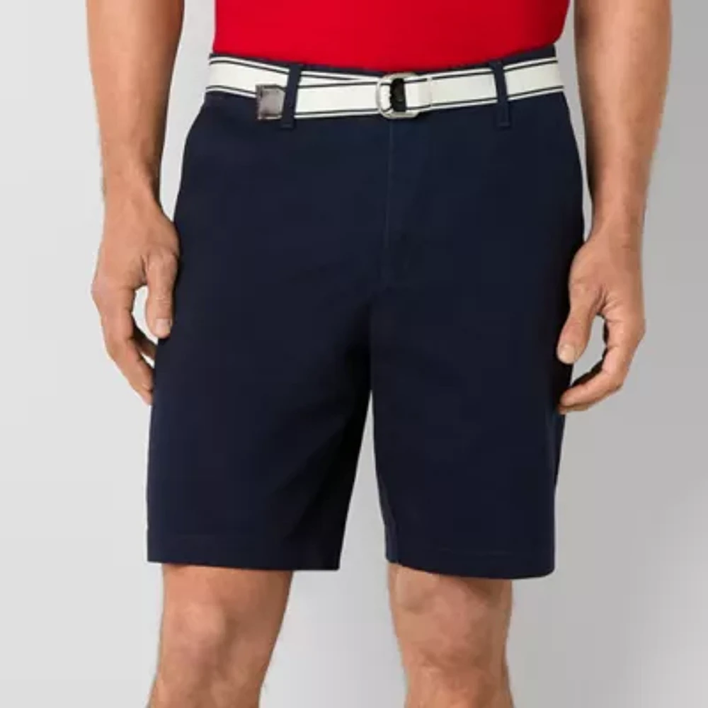 U.S. Polo Assn. Belted Flat Front Mens 9" Stretch Fabric Chino Short