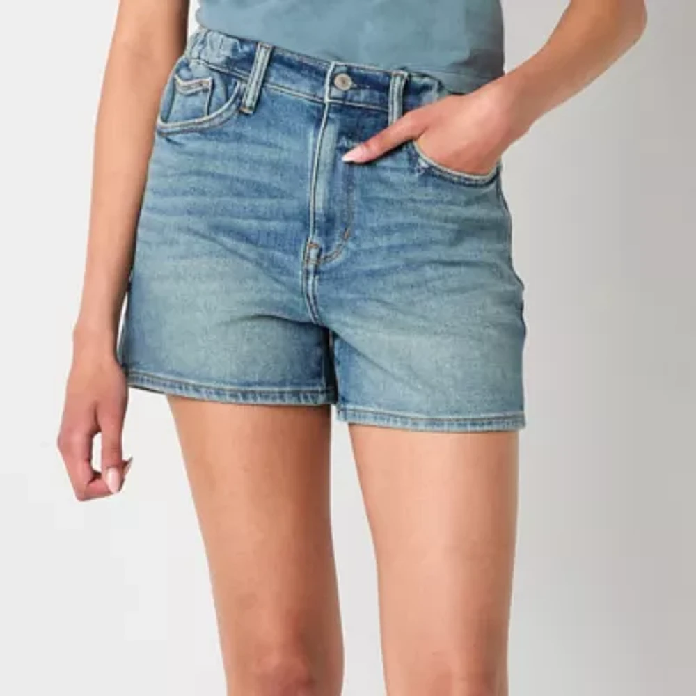 Arizona Curvy Womens High Rise-Juniors Denim Short