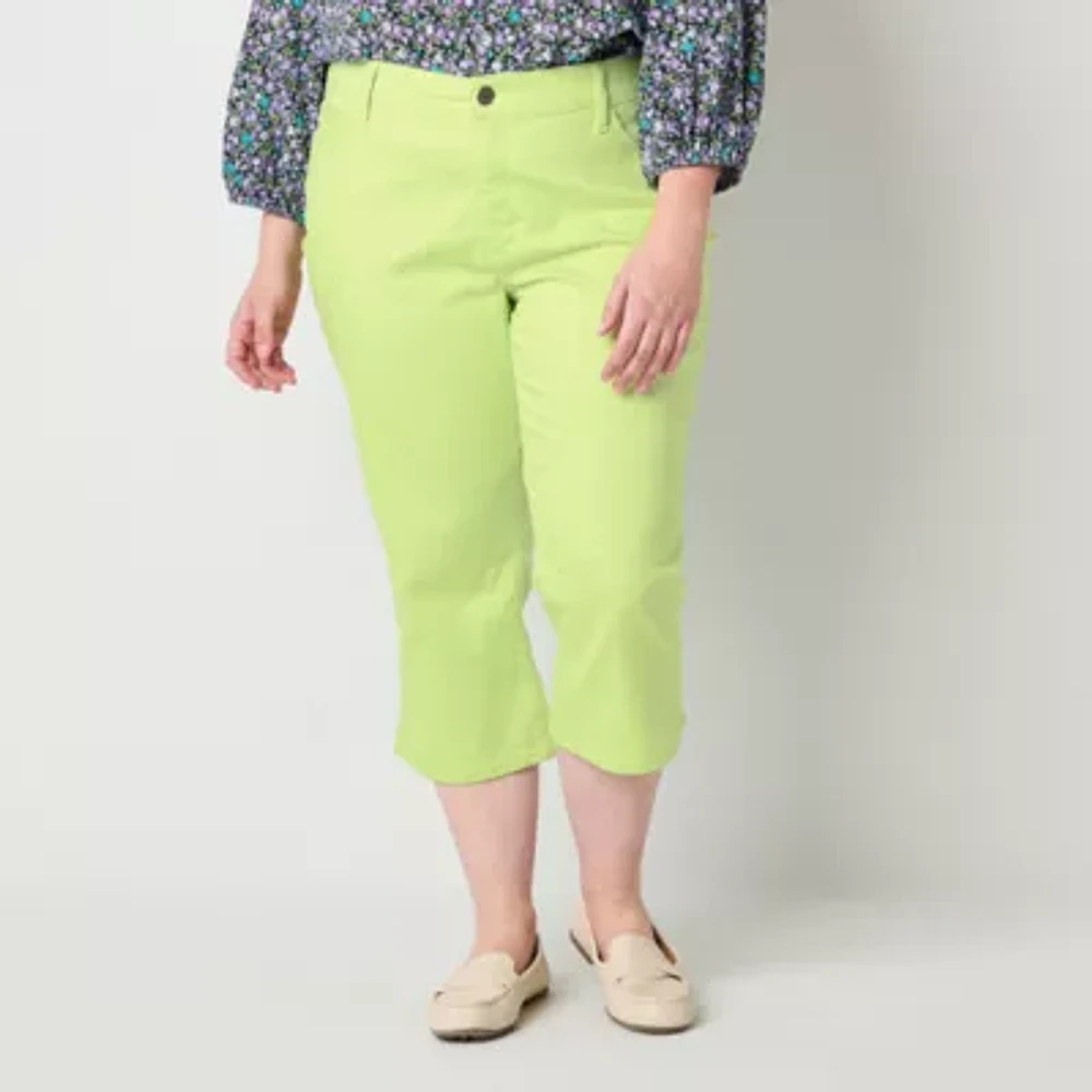 St. John's Bay Womens Skinny Mid Rise Fit Plus Capri Pant