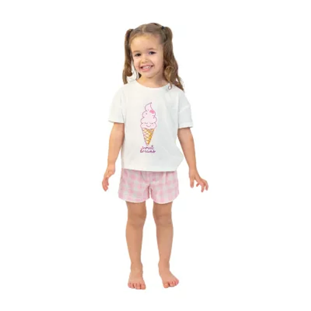Dots & Dreams Toddler Girls Round Neck Short Sleeve 2-pc. Pajama Sets