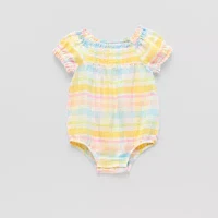 Okie Dokie Baby Girls Short Sleeve Plaid Romper