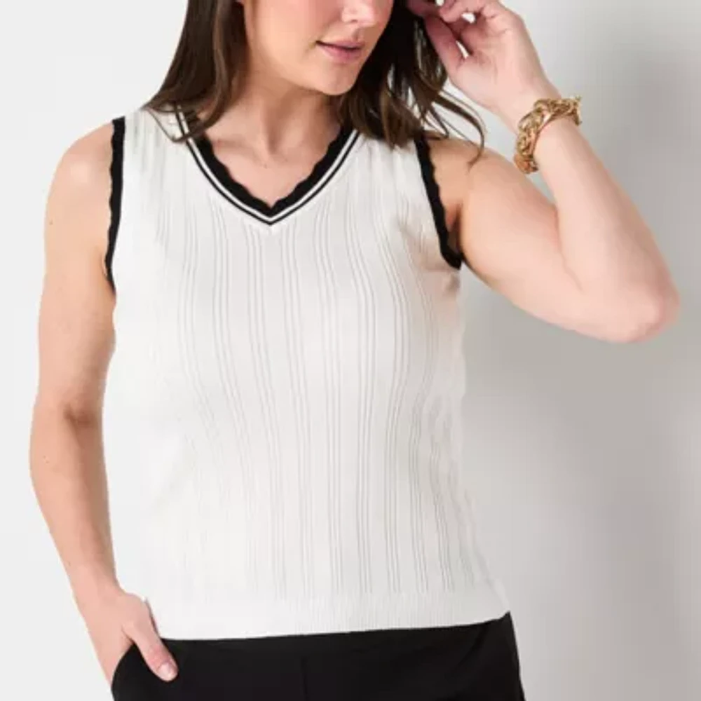 Liz Claiborne Womens V Neck Sleeveless Pullover Sweater