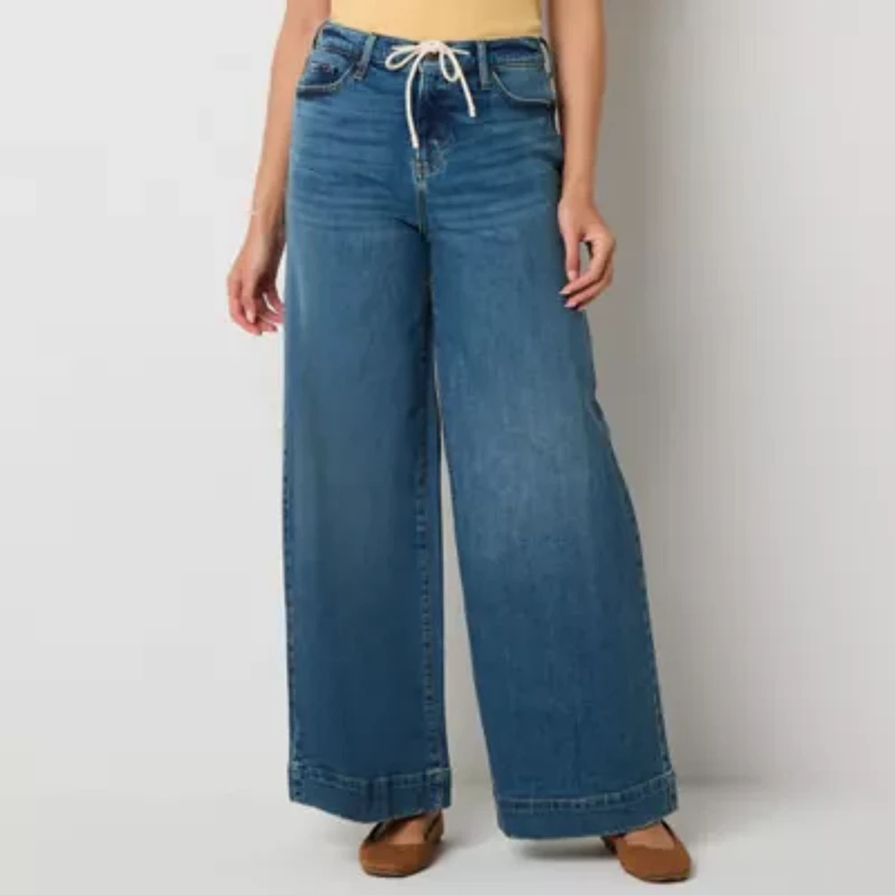 a.n.a Soft Drape Womens Low Rise Wide Leg Jean