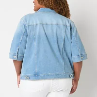St. John's Bay Womens Denim Midweight Plus Jacket
