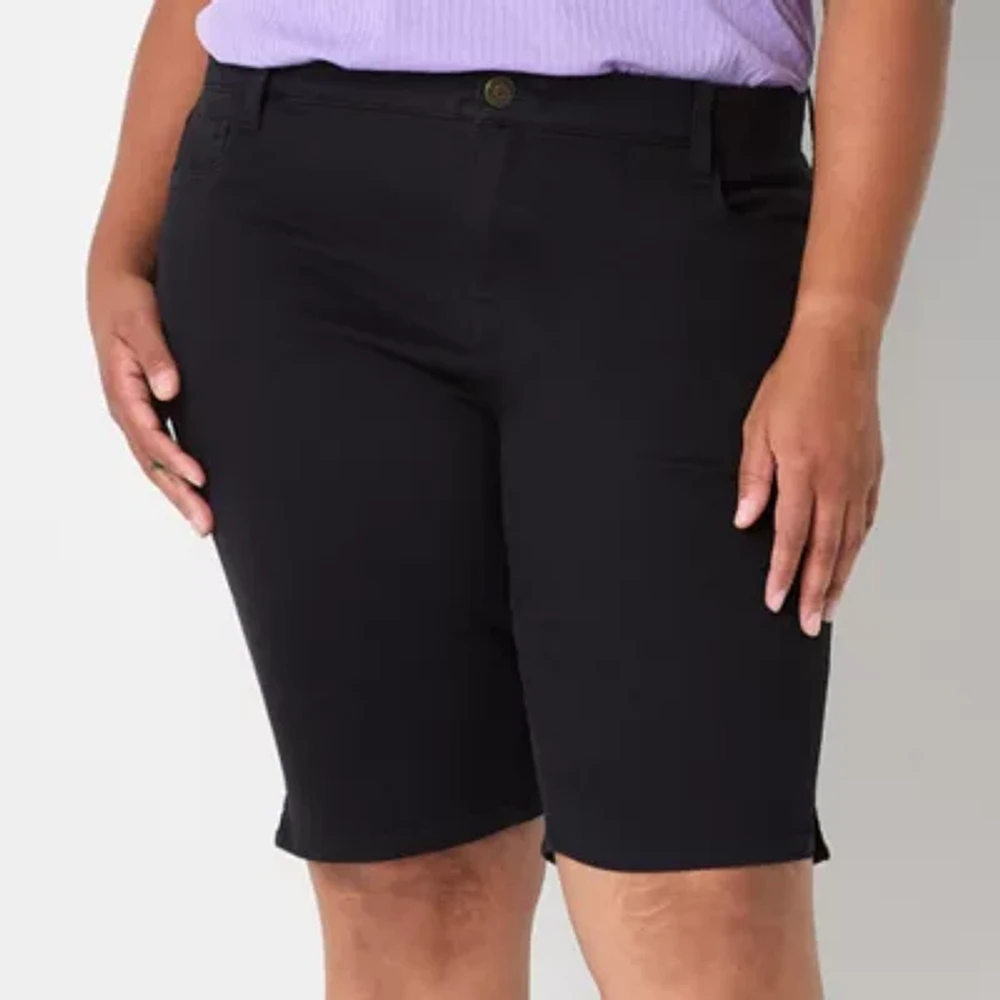 Liz Claiborne Sara Womens 11" Mid Rise - Plus Bermuda Short