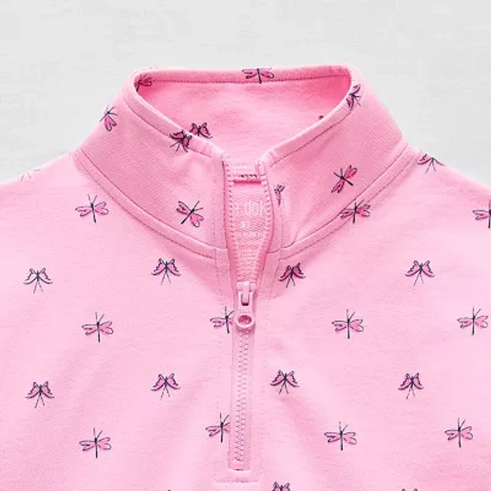 Okie Dokie Toddler & Little Girls Mock Neck Long Sleeve Casual Quarter-Zip Pullover