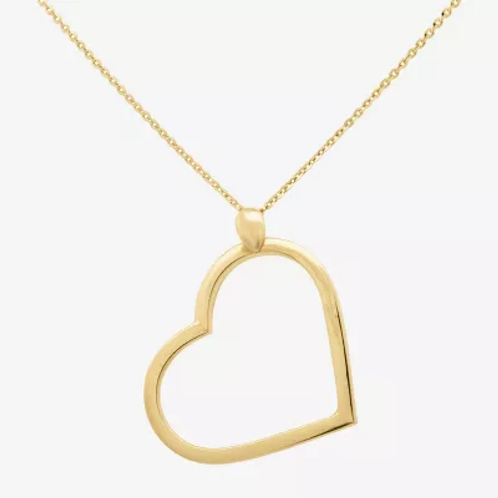 Womens 14K Gold Heart 18 Inch Pendant Necklace